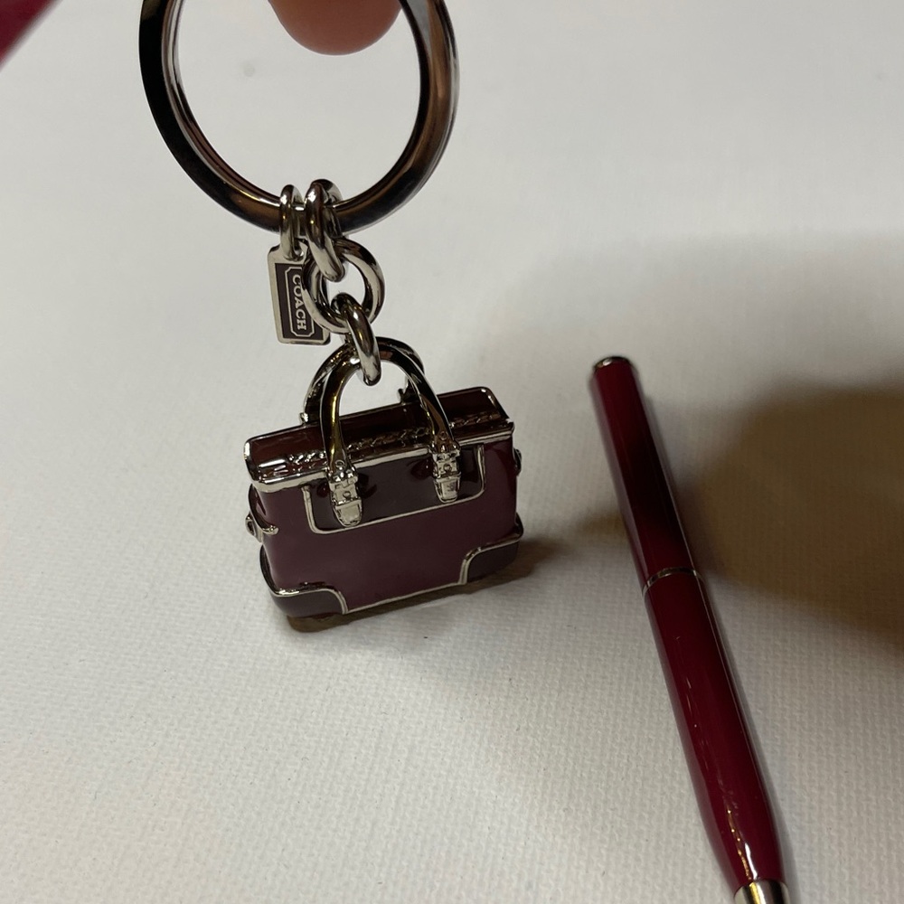Coach Maroon Bag Keychain and Coach Maroon Pen Set - Picture 2 of 6